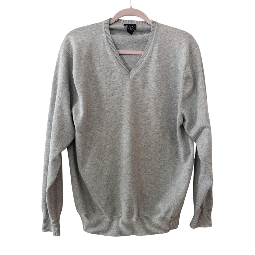 Jos. A. Bank Signature Collection Men's L Gray V-neck Cotton Sweater | SKU 1023